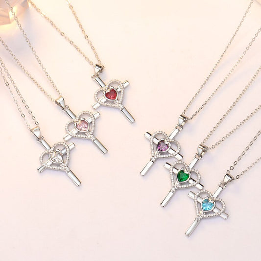 Heart Cross to personalize with own birthstone