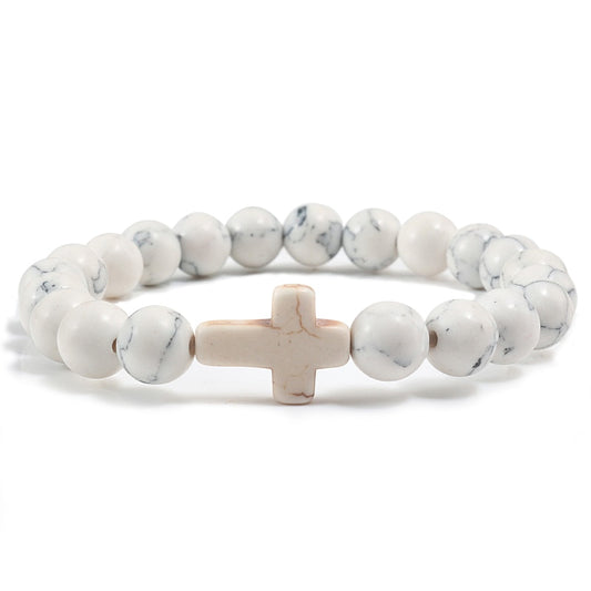 Natural stone cross bracelet